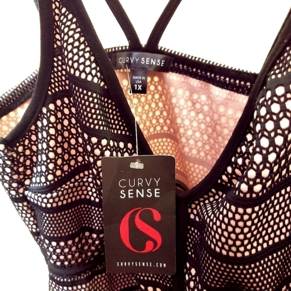 CURVY Sense Stretch Black and Tan Dress Size 1X - Picture 4 of 7